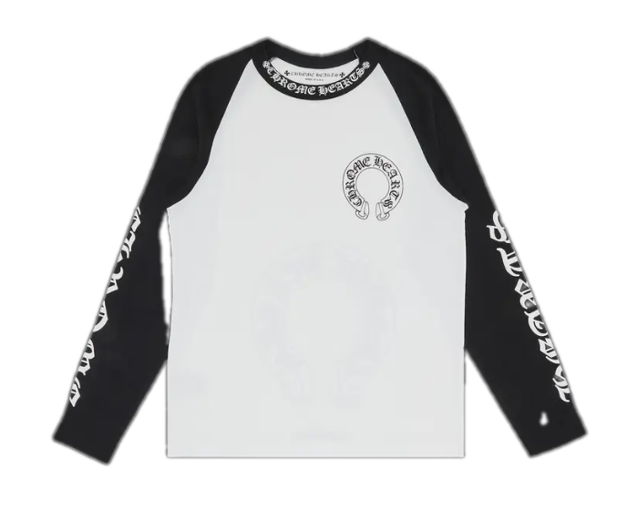 Chrome hearts horseshoe neck logo shirt black white